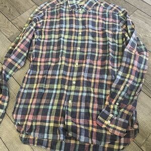 Linen Plaid Casual Button Down Shirt Tailored Fit
Made in Italy Size Large